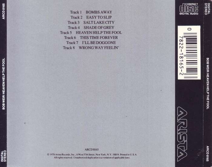 BOB WEIR (Grateful Dead) - Heaven help the fool (CD) ARCD 8165 NM-