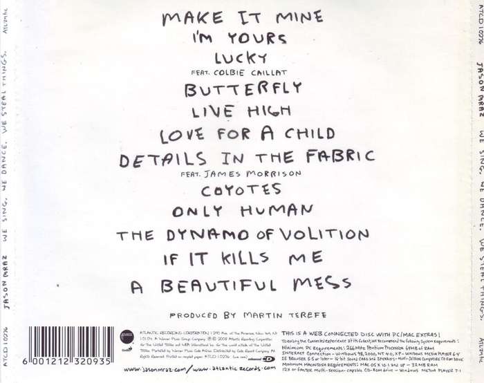 JASON MRAZ - We sing, we dance, we steal things (CD) ATCD 10276 VG+