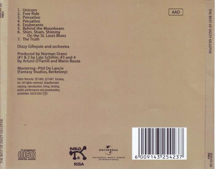DIZZY GILLESPIE - The Best Of Dizzy Gillespie (CD) GSCD 655 NM