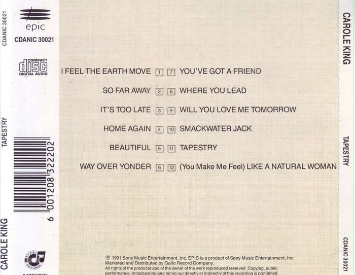 CAROLE KING - Tapestry (CD) CDANIC 30021  NM
