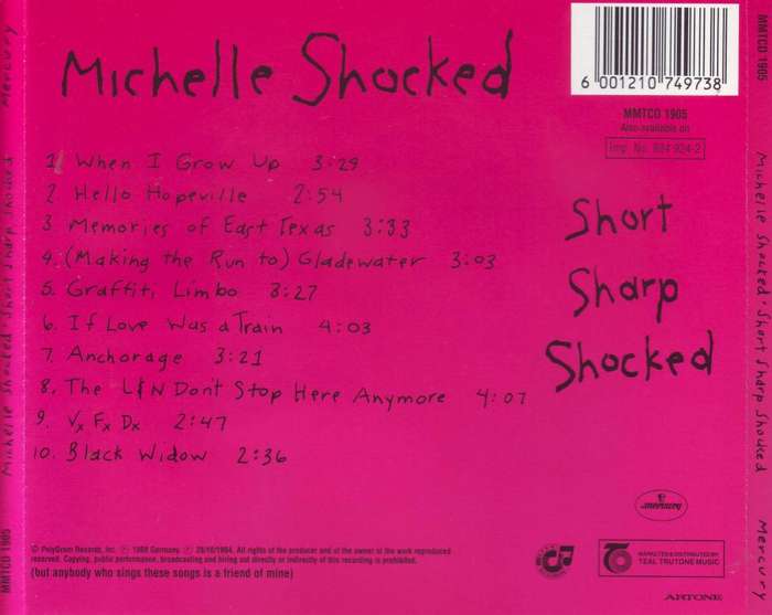 MICHELLE SHOCKED - Short sharp shocked (CD)  MMTCD 1905 NM-