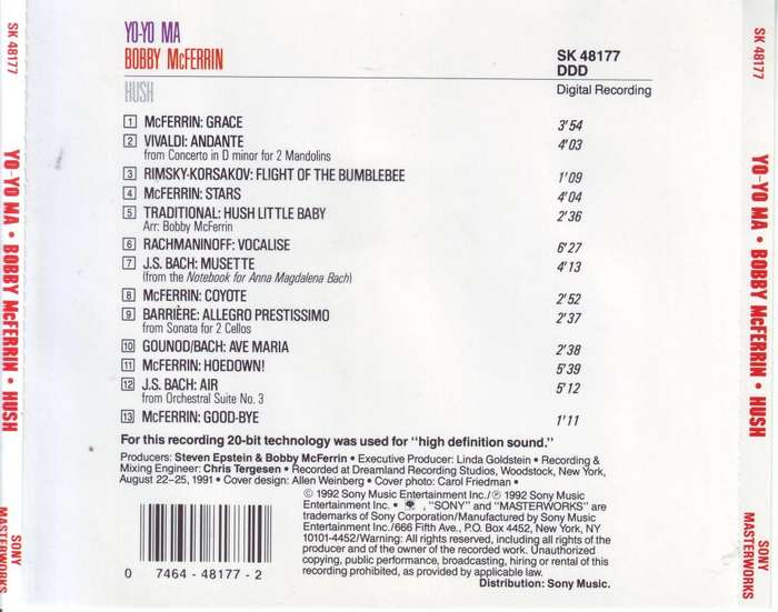 YO-YO MA . BOBBY MCFERRIN - Hush (CD) SK 48177  NM-