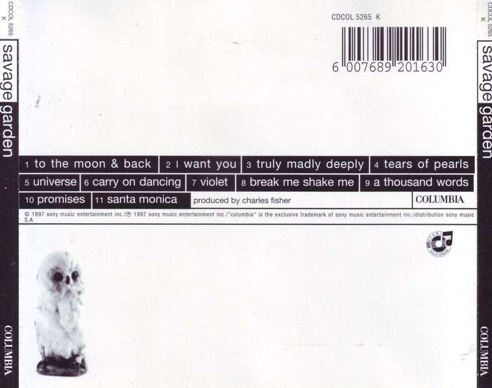 SAVAGE GARDEN - Savage Garden (CD) CDCOL 5265 K VG to VG+