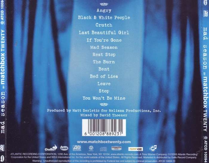 MATCHBOX 20 - Mad season (CD) ATCD 10094 VG