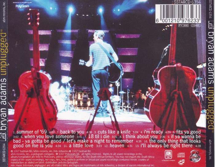 BRYAN ADAMS - Unplugged (CD) SSTARCD 6354 VG