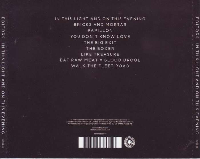 EDITORS - In this light and on this evening (CD) KWCD 43 NM-