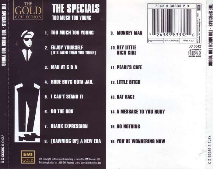 THE SPECIALS - Too much too young (CD) 7243 8 38333 2 0 NM-
