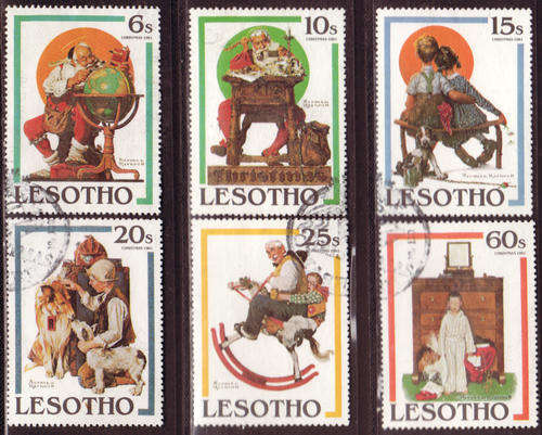 LESOTHO 1981 CHRISTMAS - PAINTINGS  BY NORMAN ROCKWELL SG# 455-60 COMPLETE USED SET