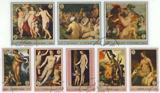 ART OF NUDIST ARTISTS- AJMAN 1970 COMPLETE USED SET