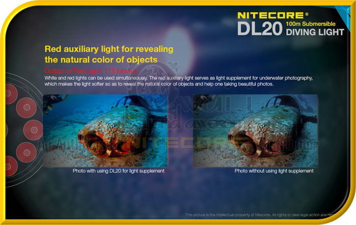 NITECORE DL20 100m Submersible Waterproof Diving Light Designed For Underwater Sports (1,000 Lumens)