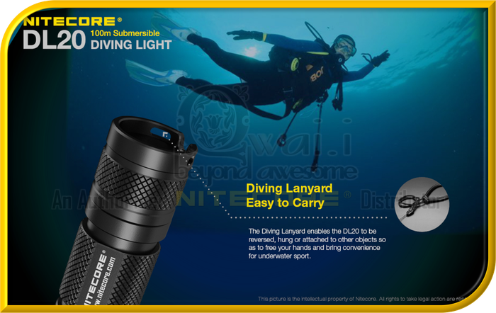 NITECORE DL20 100m Submersible Waterproof Diving Light Designed For Underwater Sports (1,000 Lumens)