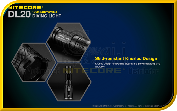 NITECORE DL20 100m Submersible Waterproof Diving Light Designed For Underwater Sports (1,000 Lumens)