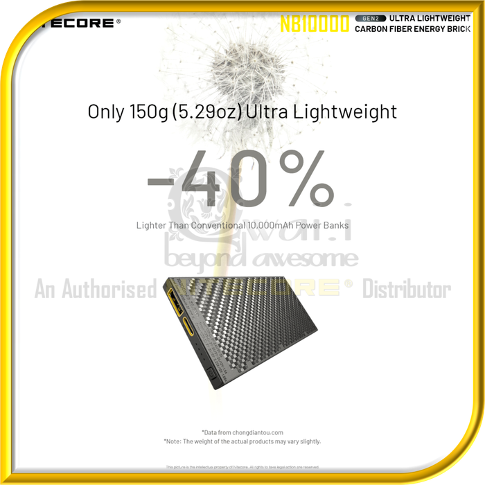 NITECORE NB10000 GEN2 Ultra Lightweight Carbon Fiber PowerBank (10,000mAh)