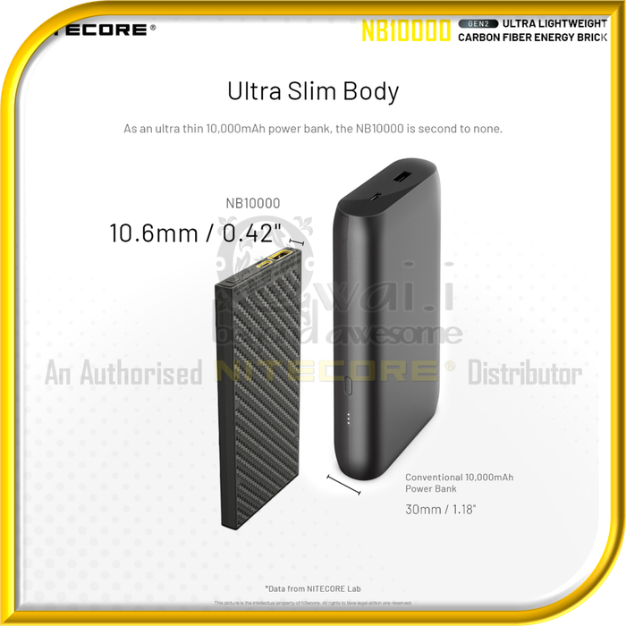 NITECORE NB10000 GEN2 Ultra Lightweight Carbon Fiber PowerBank (10,000mAh)