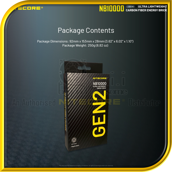 NITECORE NB10000 GEN2 Ultra Lightweight Carbon Fiber PowerBank (10,000mAh)