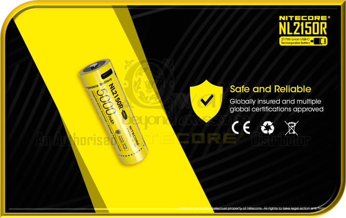 NITECORE NL2150R USB-C Rechargeable 21700 Li-ion Battery (5,000mAh)