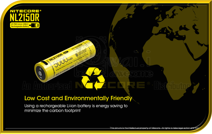 NITECORE NL2150R USB-C Rechargeable 21700 Li-ion Battery (5,000mAh)