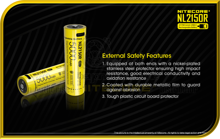 NITECORE NL2150R USB-C Rechargeable 21700 Li-ion Battery (5,000mAh)