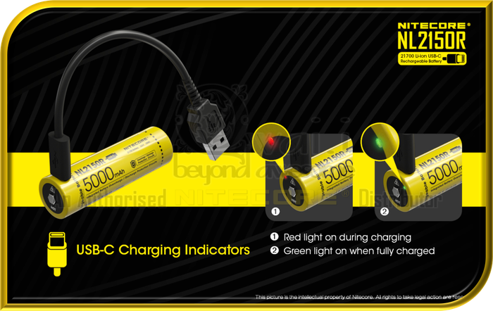 NITECORE NL2150R USB-C Rechargeable 21700 Li-ion Battery (5,000mAh)