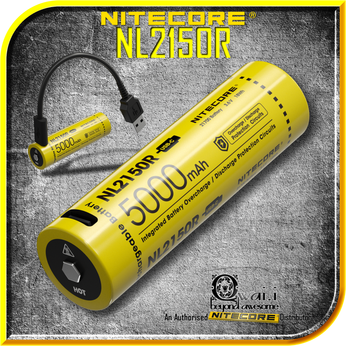 NITECORE NL2150R USB-C Rechargeable 21700 Li-ion Battery (5,000mAh)