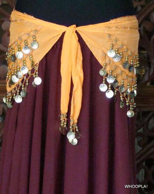 BELLY DANCE GOLD COIN SHIMMY BELTS - VARIOUS COLOURS