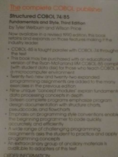`COMPUTURE COURSE `STRUCTURED COBOL 74/85` - 687 PAGES - INFO BELOW.