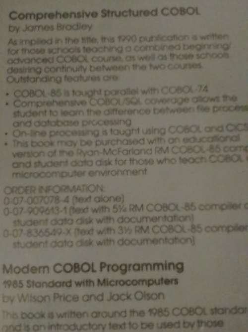 `COMPUTURE COURSE `STRUCTURED COBOL 74/85` - 687 PAGES - INFO BELOW.