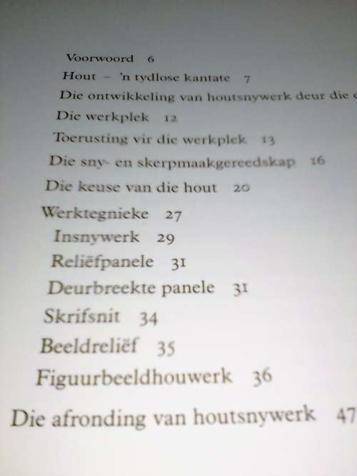 Houtsnywerk deur Ruth Wolter.