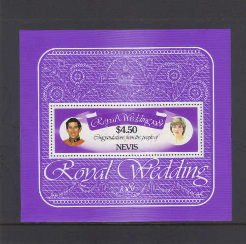 Nevis, 29 July 1981 Royal Wedding miniature sheet.