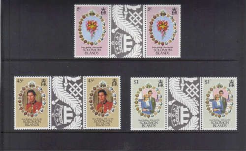 Solomon Islands - 29 July 1981 Royal Wedding, set of 3 gutter pairs.