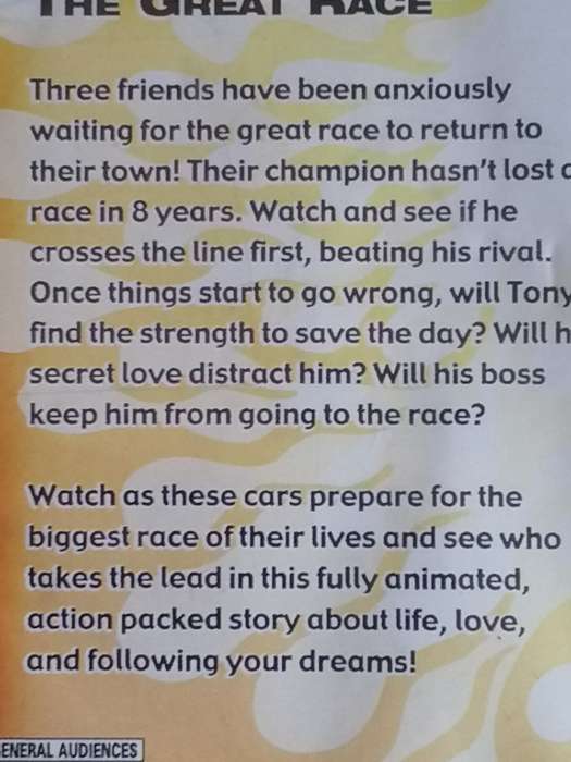 DVD movie - Animation (The little cars in great race).