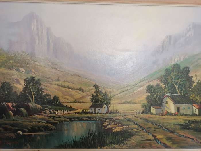 EXQUISITE LARGE OIL BY ANTON CHAPMAN (CAPE FARM SCENE -108cm x 79cm)- PLEASE READ BELOW.