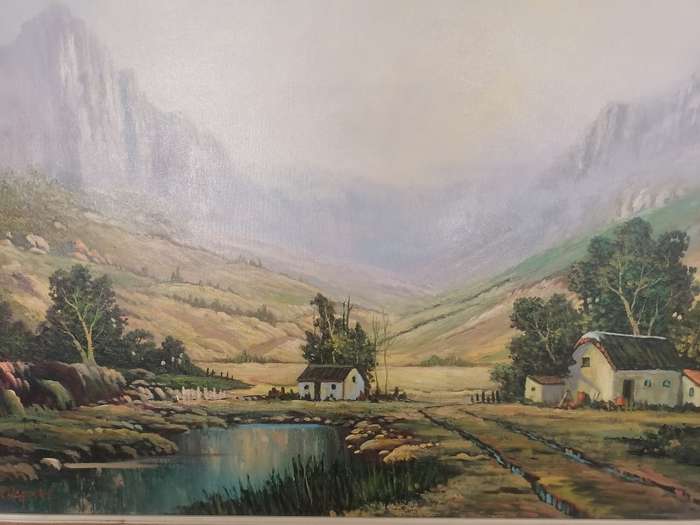 EXQUISITE LARGE OIL BY ANTON CHAPMAN (CAPE FARM SCENE -108cm x 79cm)- PLEASE READ BELOW.