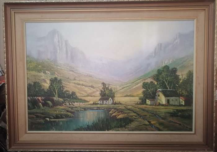 EXQUISITE LARGE OIL BY ANTON CHAPMAN (CAPE FARM SCENE -108cm x 79cm)- PLEASE READ BELOW.