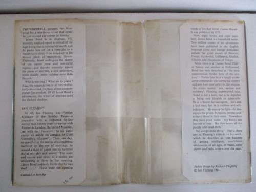 For mattbeth ONLY 1st Hardcover in Original Jacket THUNDERBALL by Ian Fleming CAPE 1961 James Bond