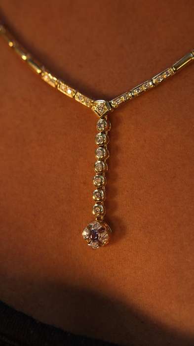 SOLID 18KGOLD 24 DIAMOND &SAPPHIRE RRP R23700 NECKLACE NEW@@ NO RESERVES@@ GENUINE VALENTINE AUCTION