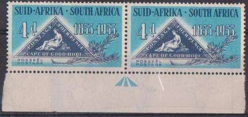 Union 1953 - 4d Marginal Arrow H/P - 1 Stamp With Broken Knee Variety
