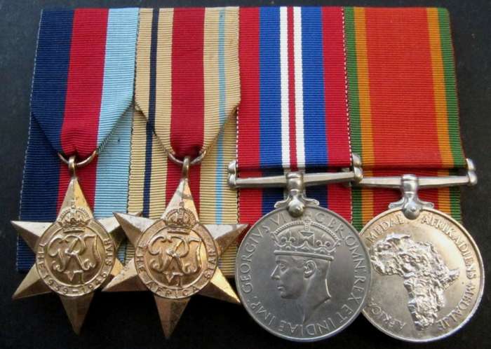WWII Group of 4 medals awarded to S Krawitz 188273, on backing