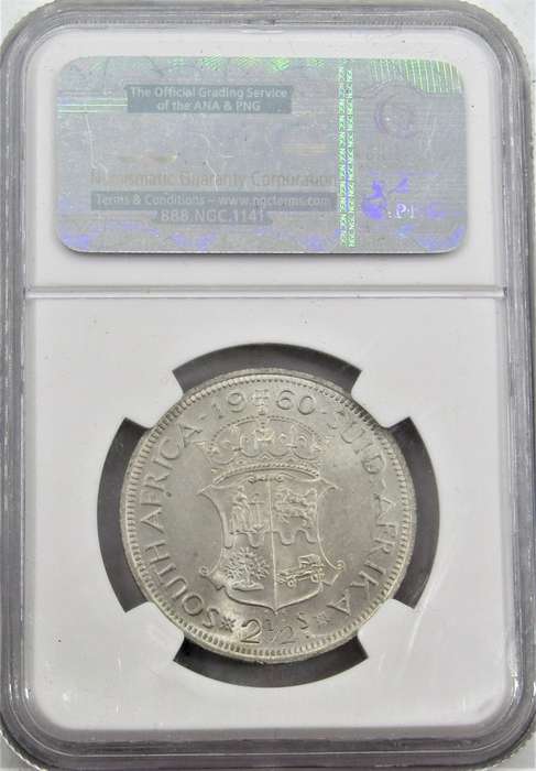 1960 Union of South Africa 2 1/2  Shillings NGC Graded MS62