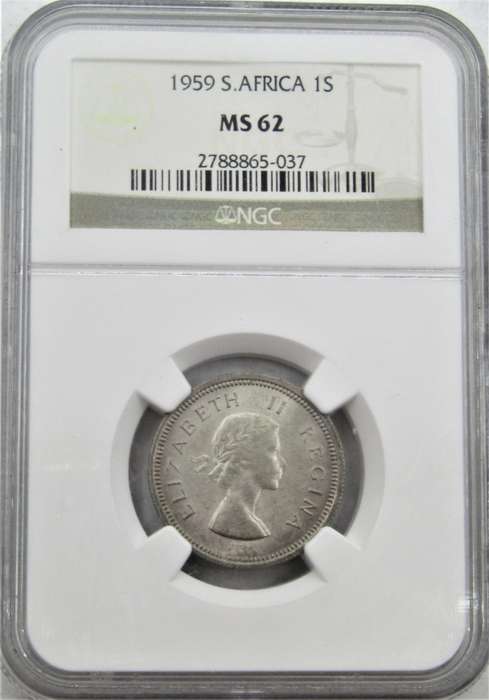 1959 Union of South Africa Shilling NGC Graded MS62