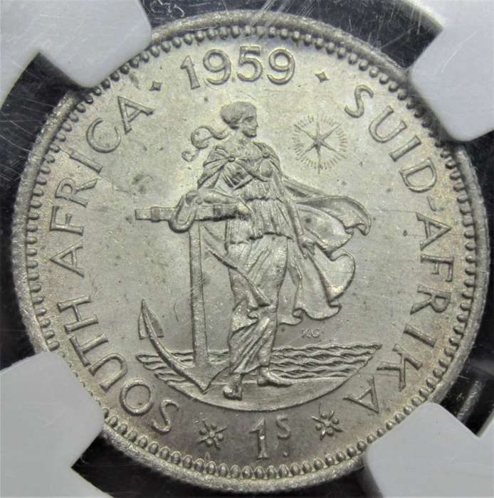 1959 Union of South Africa Shilling NGC Graded MS62