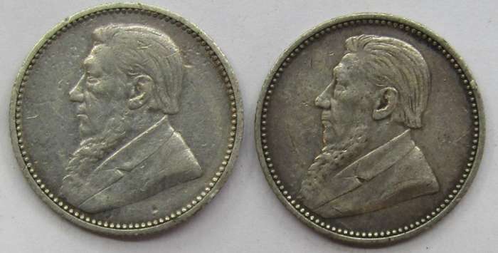 1896 and 1897  ZAR 6 Pence pair