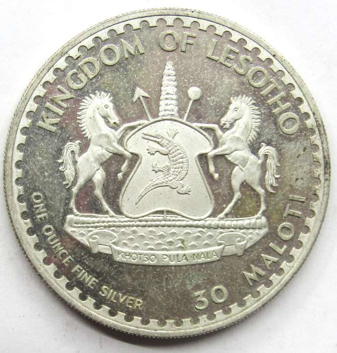 Kingdom of Lesotho 1 Ounce 999 Silver 30 Maloti Commemorating Royal Wedding 1981