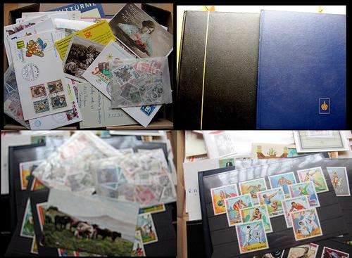 BOX - Lot of Stamps, include 2 Album with & World & more