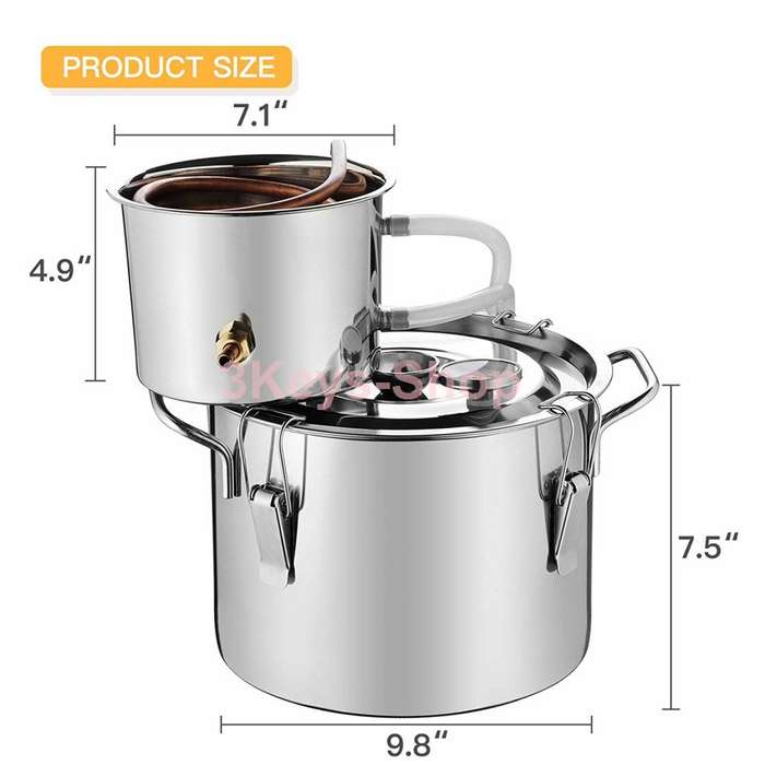 2 Gal/ 8 Liter Moonshine Still Alcohol Wine Distiller Spirits Wine Making Equipment Home Brewing, S