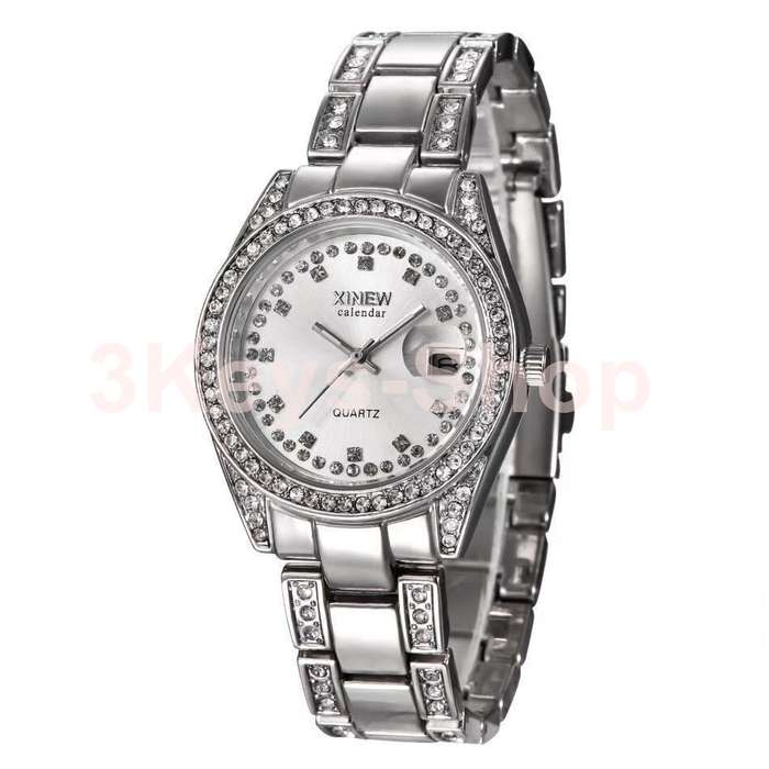 Watches Women Hot Luxury Brand Full Steel Diamond Date Clock Gold