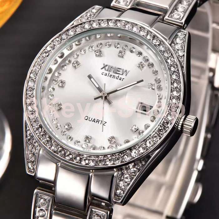 Watches Women Hot Luxury Brand Full Steel Diamond Date Clock Gold
