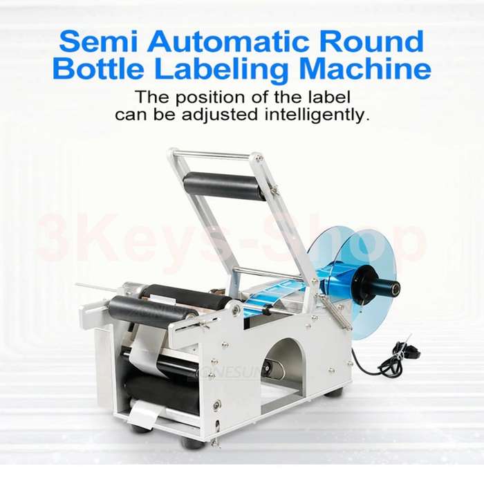 Automatic labeling machine for round bottles