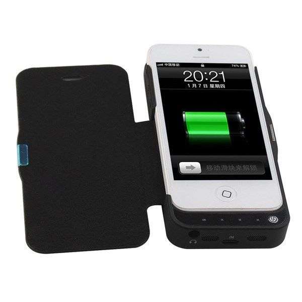 iPhone 5/5S Extended Backup Battery Case Power Pack (2400mAh) - Black/White