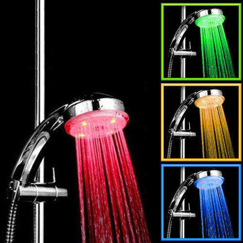 LED Colour Changing Temperature Reaction Shower Head (Battery not required)